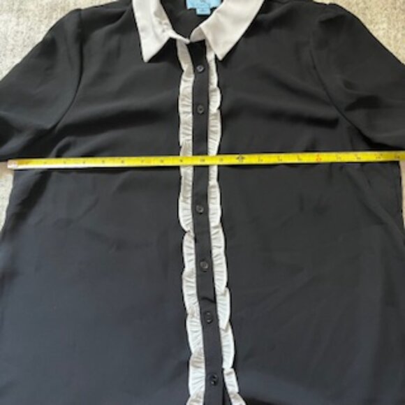 🧡3/15 Cece Long Sleeve Collar Ruffle Button Front Blouse Women's M - Picture 8 of 15